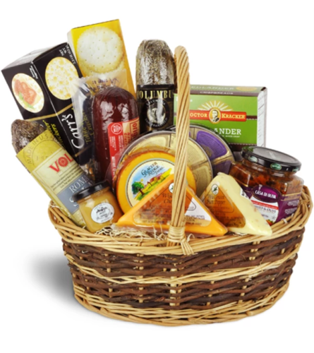 Premium Gourmet Meat & Cheese Basket by Lovingly