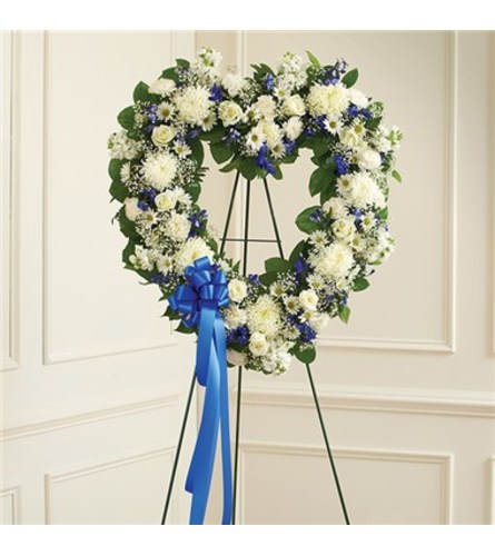 Blue & White Standing Open Heart