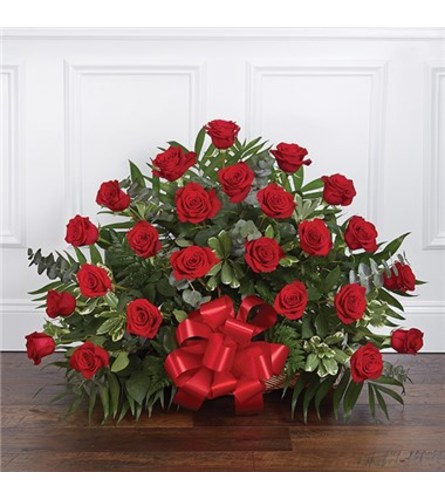 Fireside Basket - Red Roses