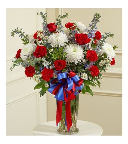 Red, White & Blue Large Sympathy Vase Arrangement