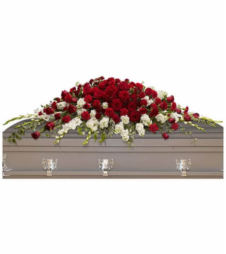 Red Rose And Snapdragon Casket Spray