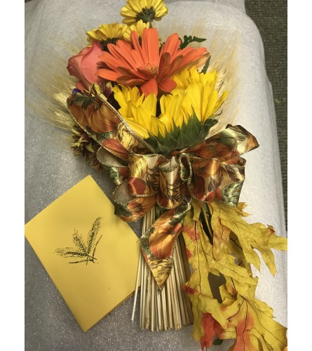 Sheaf Of Wheat Fall - Deluxe. An arrangement by Seasons Change Designs.