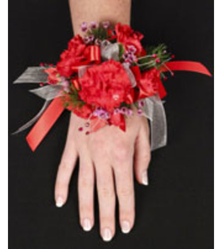 Crimson Carnation Wrist Corsage