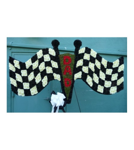 CUSTOM TWO RACING FINISH FLAGS FOR DAD