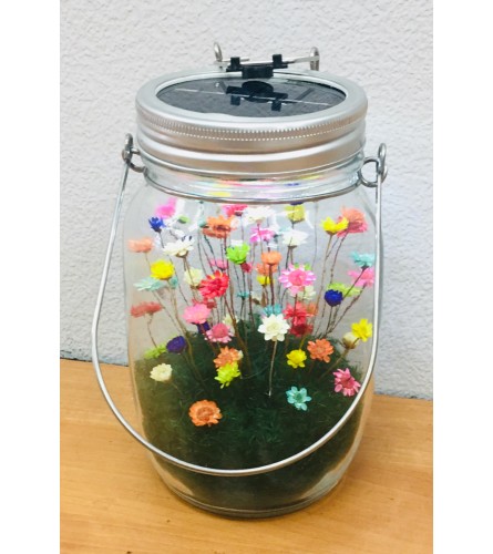 Forever Love Flower designed in Mason Jar with LED Light