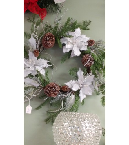 Artificial Poinsettia Wreath