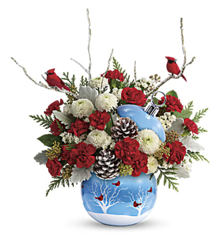 Cardinals In Snow Ornament