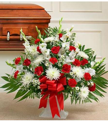 Red and White Tribute Floor basket
