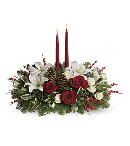 A Christmas Wish Centerpiece - Deluxe. An arrangement by Flowers of Jacksonville.
