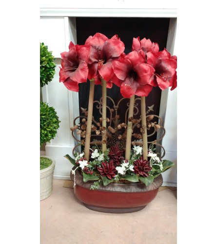 Silk Amaryllis Centerpiece