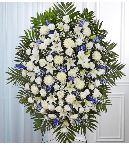 Blue & White Sympathy Standing Spray XL