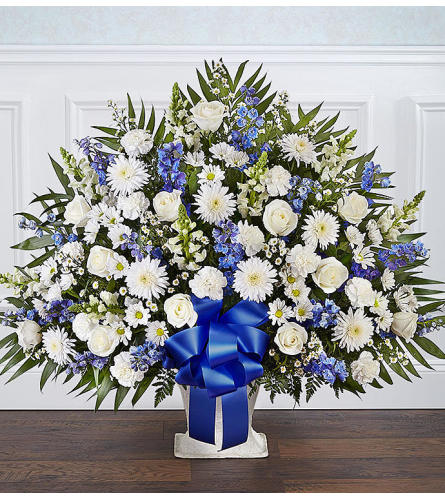 Heartfelt Tribute Floor Basket- Blue & White XL - Send to 