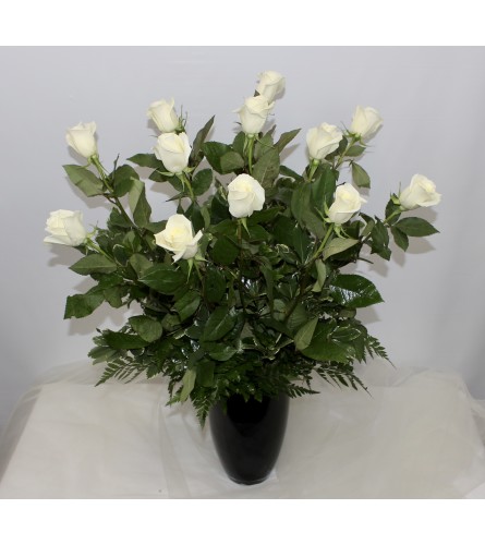 Dozen White Long Stem Roses