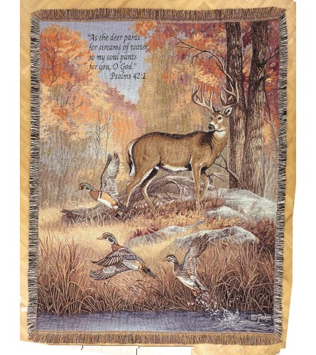 Tapestry Throw - Fur Feathers & Fall