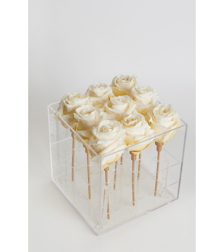 Acrylic Box square 9 Roses