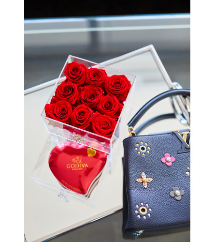 Acrylic Box square 9 Roses drawer