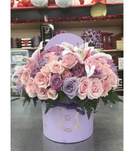Cupid's Lavender Love Box Bouquet