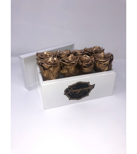 Forever Roses In White Lacquer Box