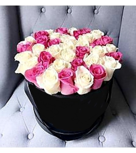 Pink & Cream Roses Hatbox