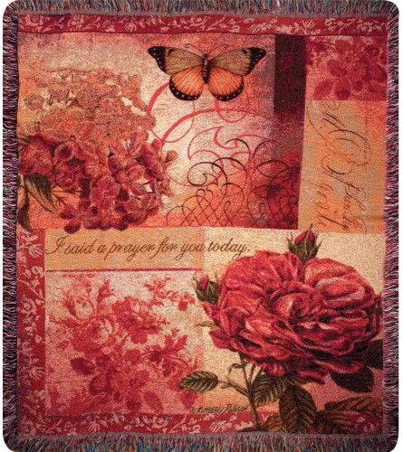 Tapestry Throw - Spring Blooms w/Verse