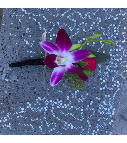 Prom Orchid and Rose Boutonniere