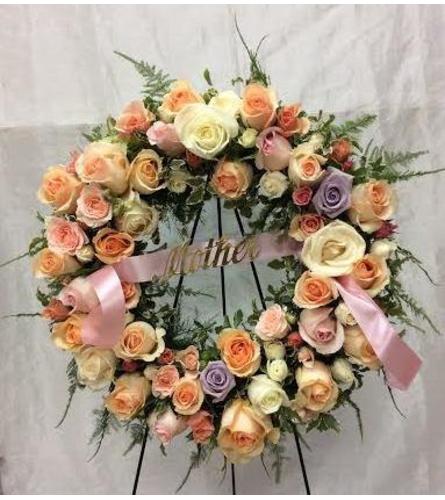 18” Open Wreath with Mixed Color Roses