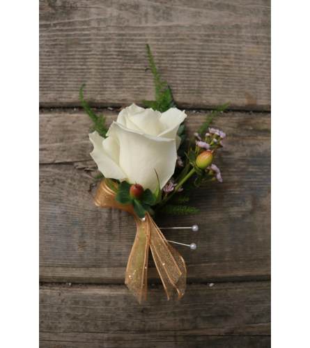 White/Red Rose Boutonnière