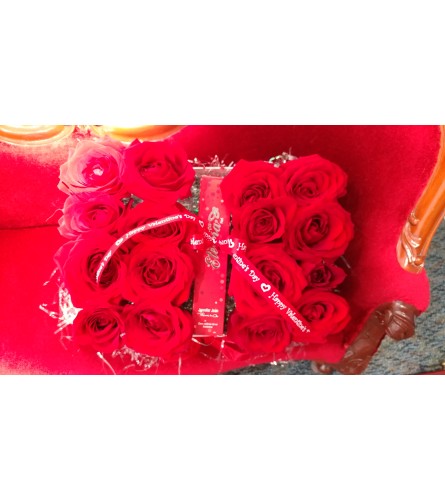 Red Roses in box with Perfume