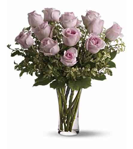 Dozen Pink Rose Vase