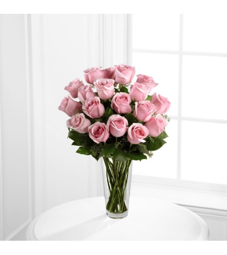 Long Stem Pink Rose Bouquet Eighteen Roses