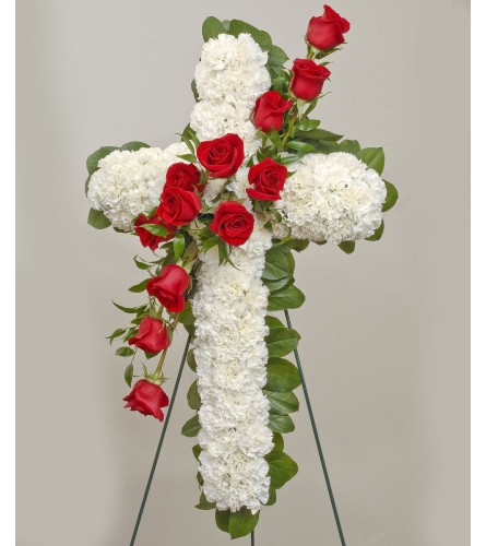 White Cross with Roses