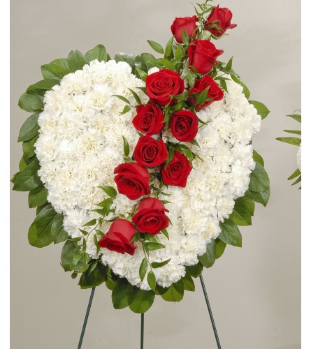 White Closed Heart with a Roses