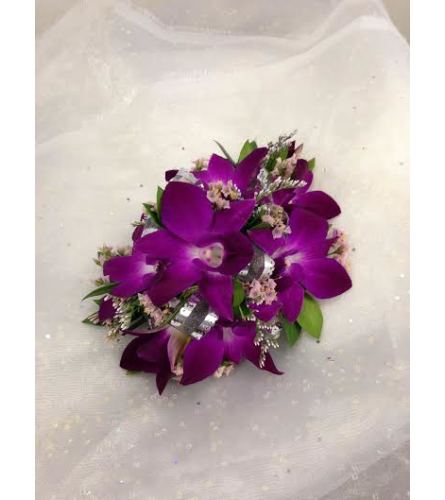 Wristlet 2 - Purple dendrobium orchids (pick up only)