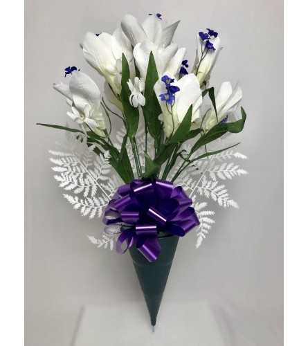 Silk Bouquet for Grave (White)