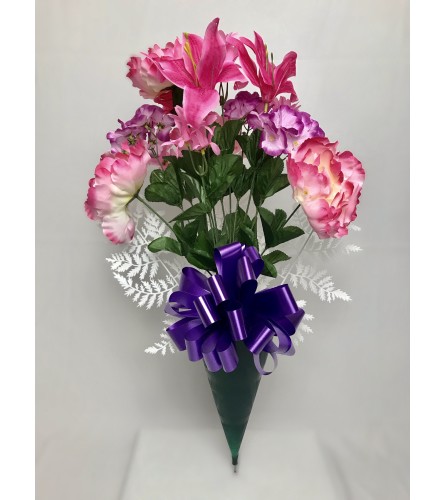 Silk Bouquet for Grave (Pink)