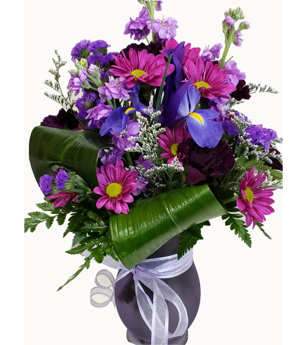 Spring time in Mauve. An arrangement by Flowers Plus.