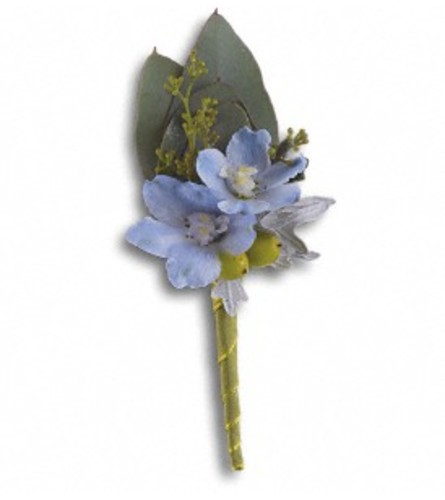 The Hero's Blue boutonniere