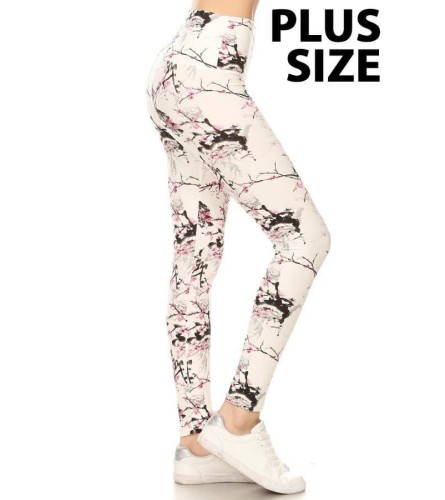 Plus Size Cherry Blossom Leggings