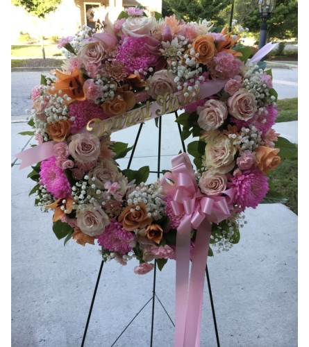 A Sympathy Wreath in Rich Pastels