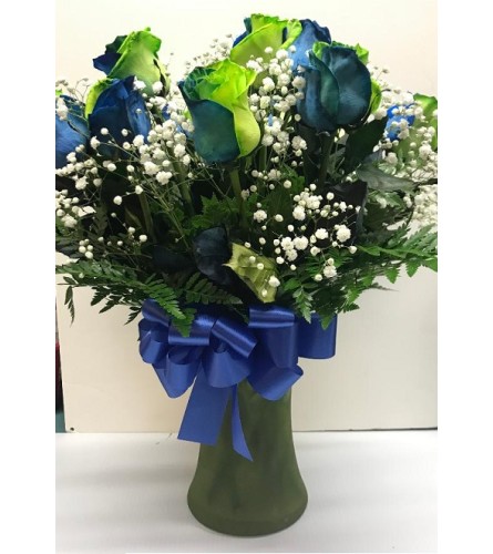 Specialty Roses - One Dozen Lime Sapphire Arrangement