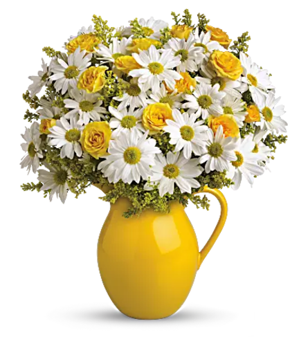 Sunny Day Pitcher of Daisies Bouquet