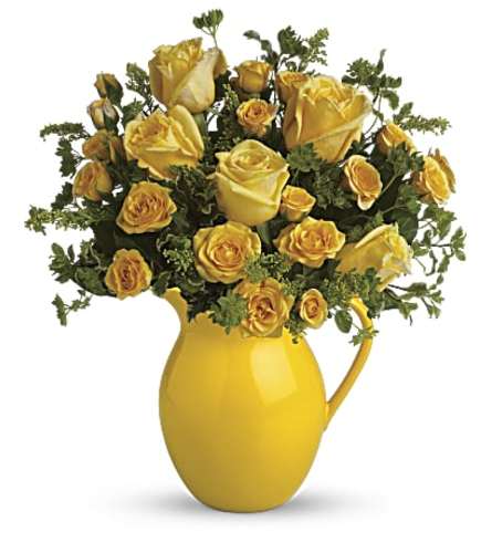 Sunny Day Pitcher of Roses Bouquet