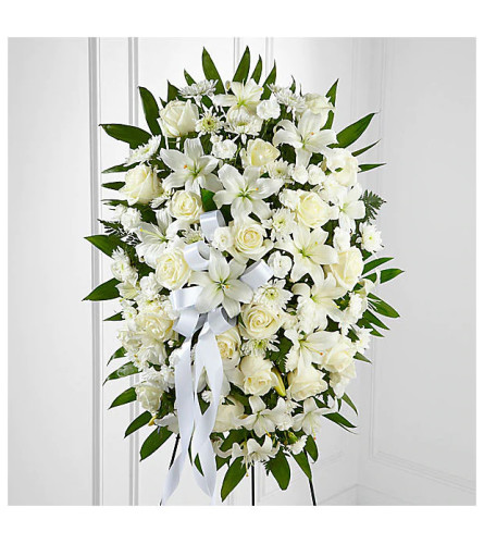 All White Exquisite Tribute™ Standing Spray