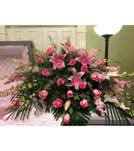 Custom Designed Pink Casket Cover