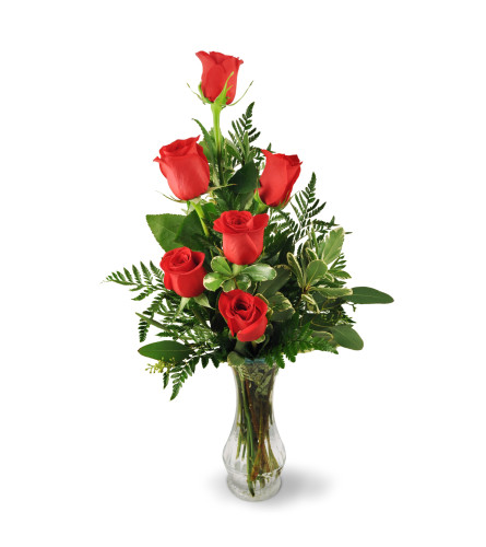 Six Roses Arranged