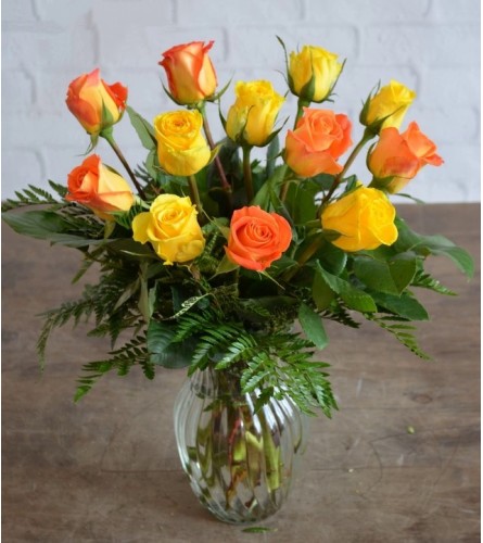 1 Dozen Orange & Yellow Roses