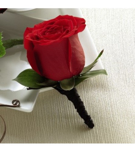 Red Rose Boutonniere *PLEASE CALL TO ORDER*