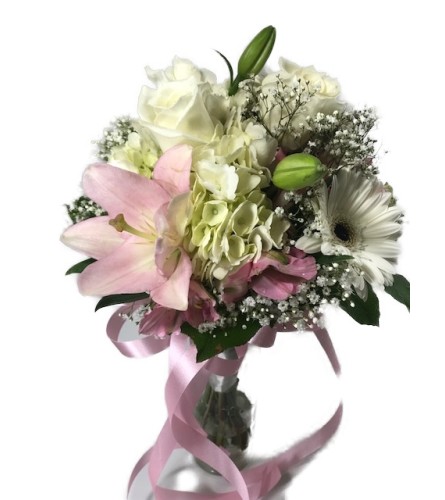 Pink and White Mixed Hand Tied Bouquet *PLEASE CALL TO ORDER*
