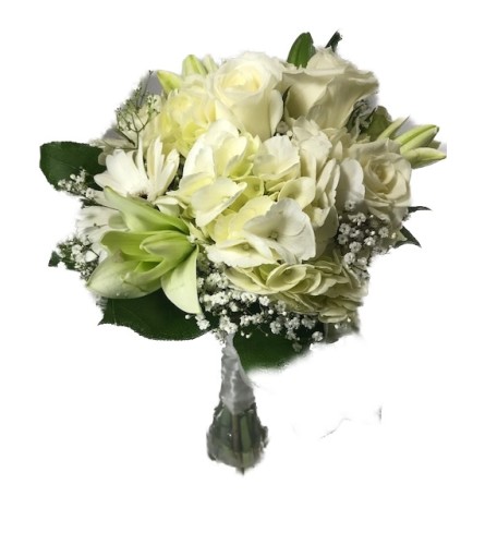 White Mixed Hand Tied Bouquet *PLEASE CALL TO ORDER*