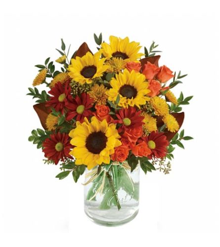 Sunflowers in a mason jar